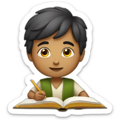 an Indian boy studying sticker