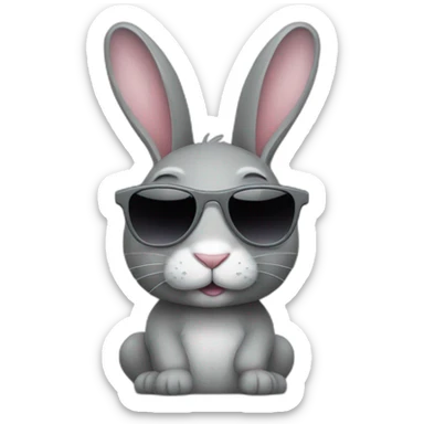 Little slim grey rabbit with sunglasses sticker