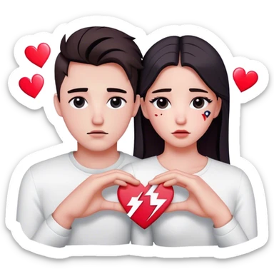 couple with a broken heart in the middle and tiktok logos around it sticker