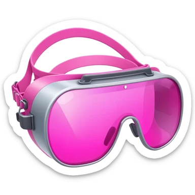 futuristic pink welding glasses, sleek design with bright pink lenses, no frame, high-tech protective eyewear sticker