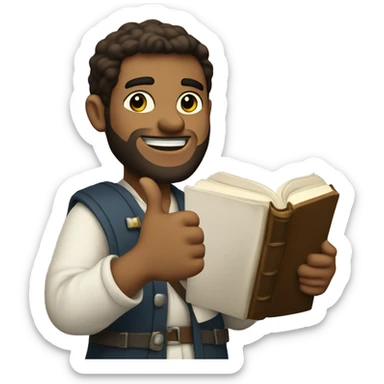 joseph smi holding a bible and giving a thumbs uph sticker