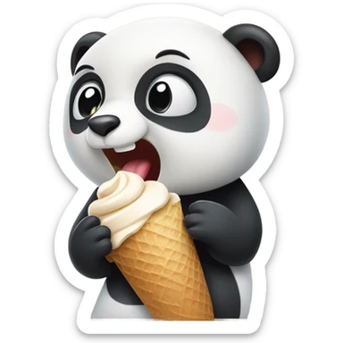 Panda eating ice cream sticker