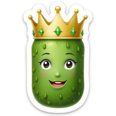 pickle wearing a princess crown sticker