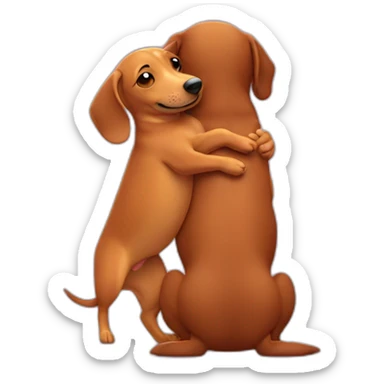 wiener dog hugging human sticker