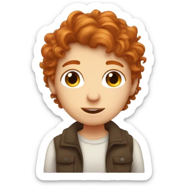 ringlet ginger hair girl kissing brown messy hair boy sticker