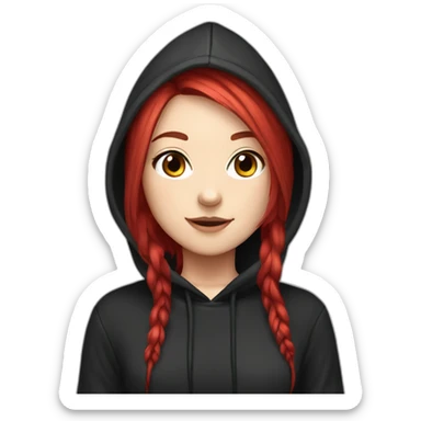 otaku scarlet hair gamer girl wearing black hoodie sticker