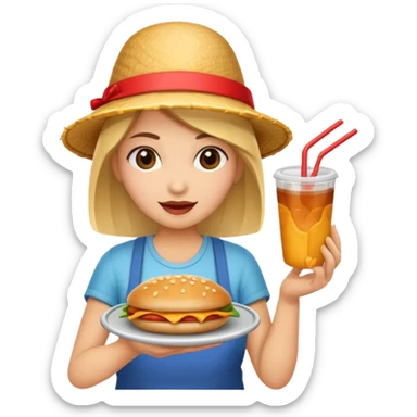 woman holding street food sticker