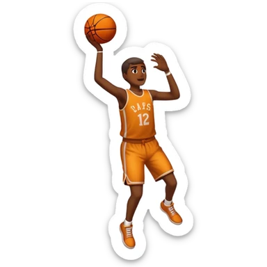 Basketball about to make hoop with someone shooting it sticker