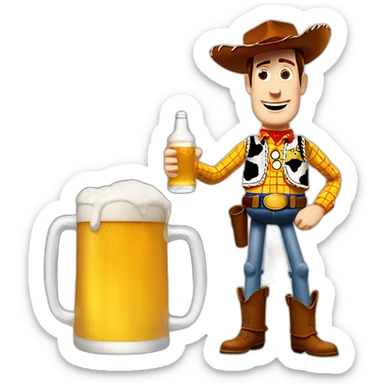 woody toy story holding a beer sticker
