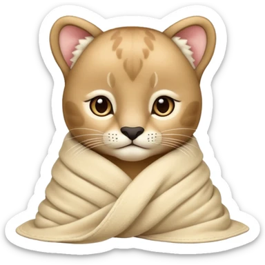 Cozy puma cub in blanket sticker