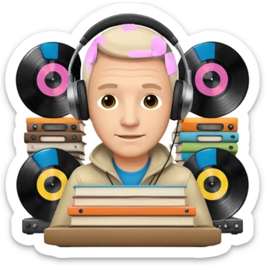 Vinyl Record Collector man  sticker