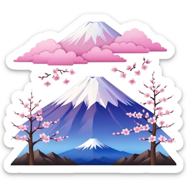 Cherry blossom scenery, Mount Fuji sticker