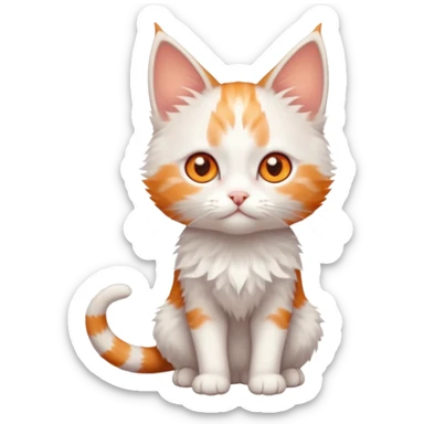 full body of very small + skinny ginger and white kitten with deep orange eyes and triangular shaped face sticker