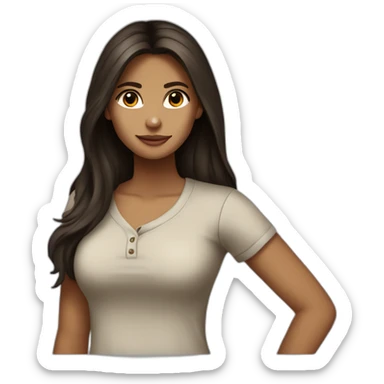 Elena Gilbert with long hair and a ribbed button-down t-shirt sticker
