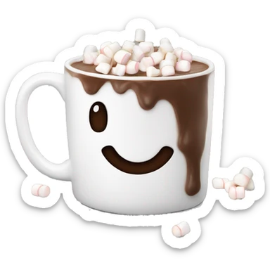 Hot chocolate in a white mug with marshmallows on top sticker