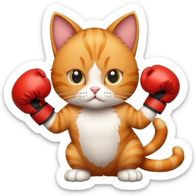 A cat with boxing gloves sticker