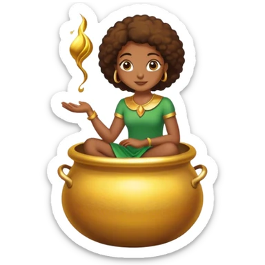 black woman sitting on a pot of gold sticker