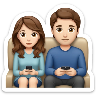 A wife brown wavy hair waiting to watch tv with her husband  sticker