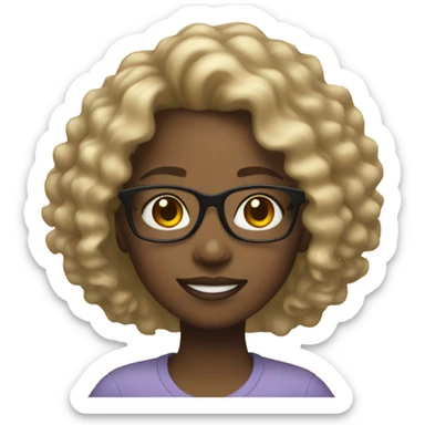 Black girl with glasses and blonde curly highlights  sticker
