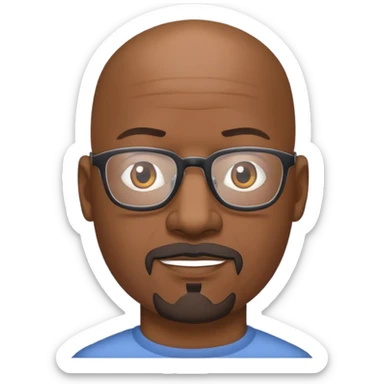 Bald mature Black man with glasses and goatee sticker