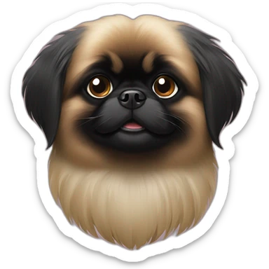 Black happy Pekingese sticker