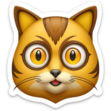 Buho gato amarillo marron sticker