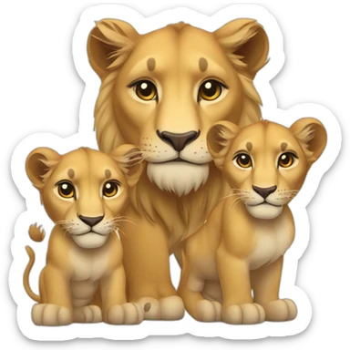 lioness and two lion cubs sticker