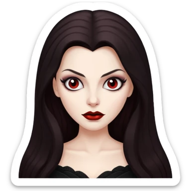 Vampira with long dark brown hair sticker