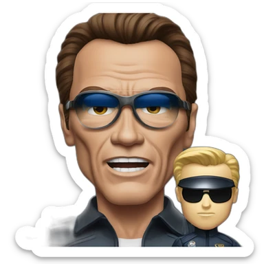 arnold schwarzenegger with t-1000 sticker