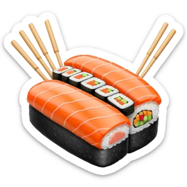 Sushi con palillos chinos y colores llamativos  sticker