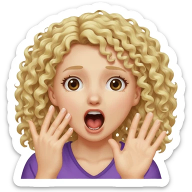 Emoji di ragazza bionda riccia che urla e mette una mano in faccia sticker