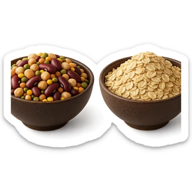 BOWL DI LEGUMI INSIEME A BOWL DI FIOCCHI DI AVENA,  iperrealistico 4k sticker