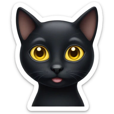 black cat with cute big yellow eyes sticker