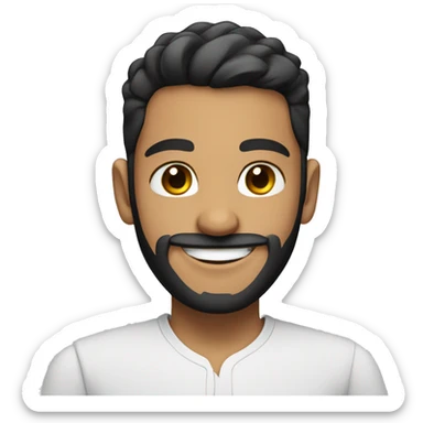 smiling arab boy with black Beard in white shirt sticker