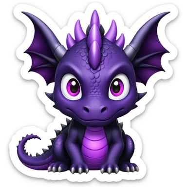 um dragão preto com olhos roxos sticker