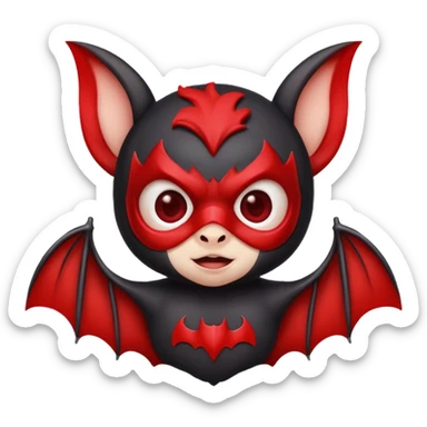 cute baby bat with red mask sticker