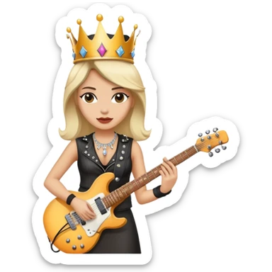 a rock and roll queen, female musician with crown, electric guitar, rock star attitude sticker