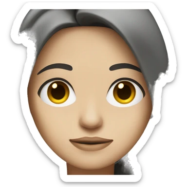 half robot half woman long dark hair and brown eyes sticker