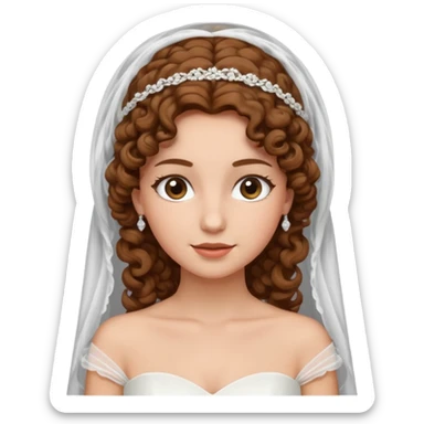 A bride with a curly brown hair and veil sticker