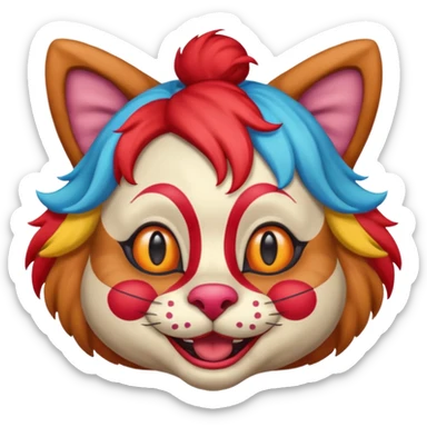 brown cat clown sticker