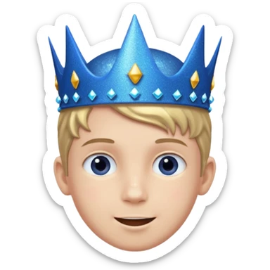 blue Boy happy glitter blue crown sticker