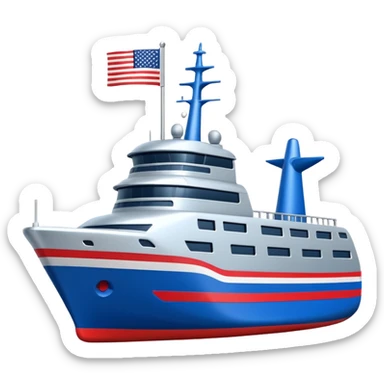 generate a very realistic American modern ship with little flag sticker