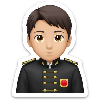 Japanese high school boy in gakuran uniform with black standing collar sticker