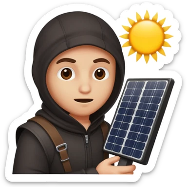 A thief is steal a solar panel sticker