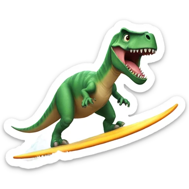 dinosaur surfing sticker