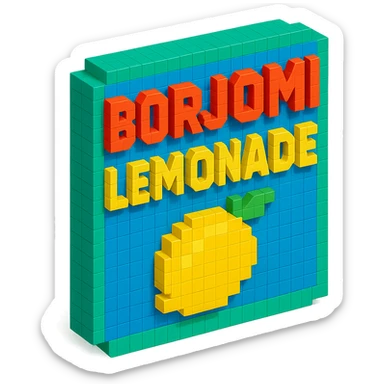 Borjomi lemonade advertisement sign with bold text sticker