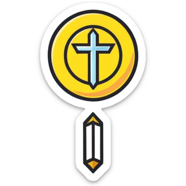 saint emblem with light blue colors, halo and divine light sticker
