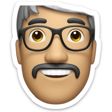 smiling chilean man with short straight black hair and black beard and round white glasses sticker