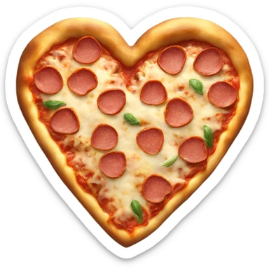 Create a 3D photo Realistic heart shaped pizza sticker