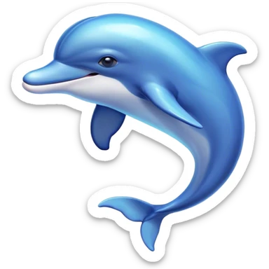 Beautiful and Majestic Dolphin Portrait Emoji, Radiating serene elegance and adorable charm with a graceful, streamlined form and luminous, glossy blue skin that shimmers under the sun, gentle, expressive eyes and a soft, content smile, Simplified yet exquisitely endearing features, highly detailed, glowing with a soft, majestic aquatic light, high shine, calm and enchanting, stylized with an air of timeless oceanic beauty, soft glowing outline, capturing the essence of a beautiful and majestic dolphin that embodies the pure magic of the sea! sticker